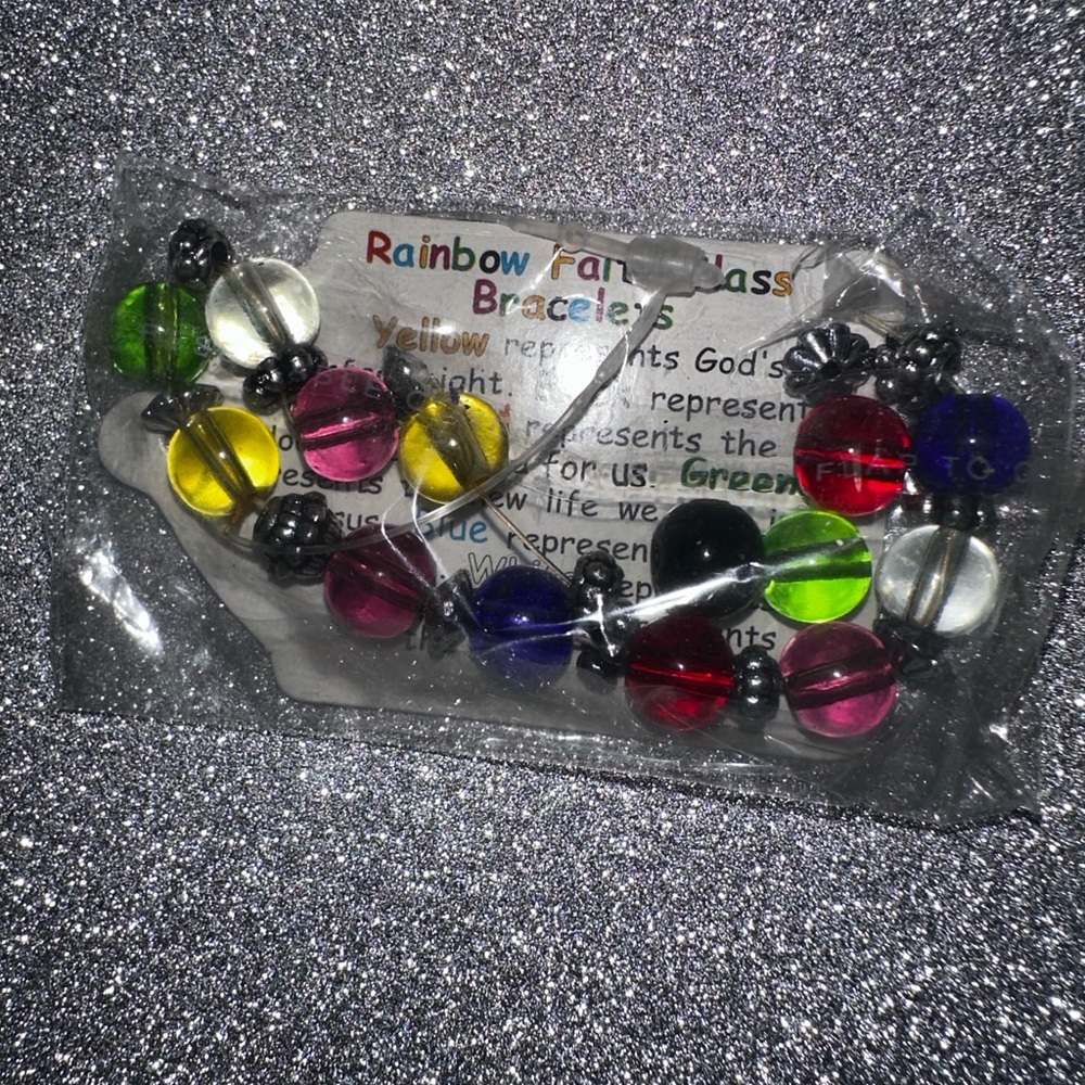 Rainbow Faith Glass Bead Bracelet